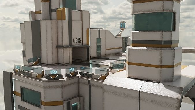 Sci-Fi Stations City Set Low-poly 3D model 6