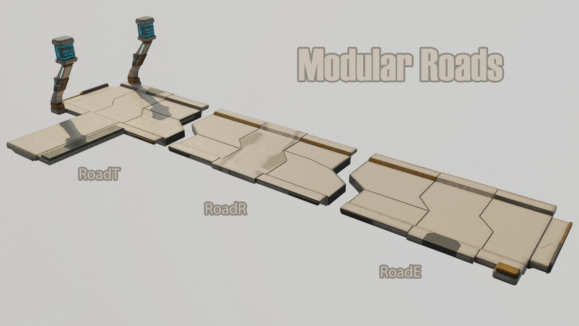 Sci-Fi Stations City Set Low-poly 3D model_13
