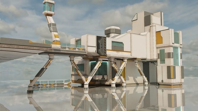 Sci-Fi Stations City Set Low-poly 3D model 5