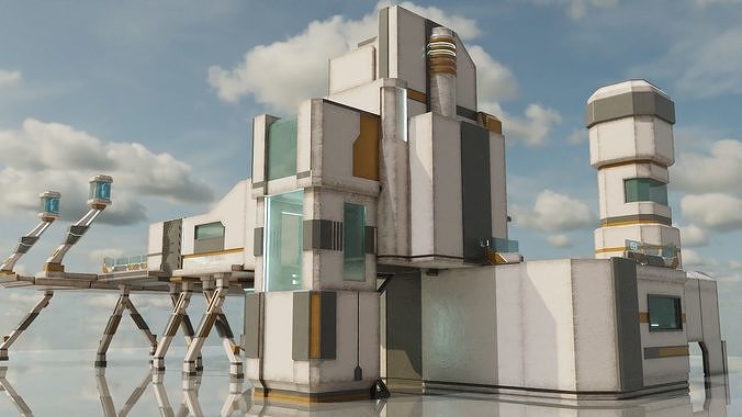 Sci-Fi Stations City Set Low-poly 3D model 4