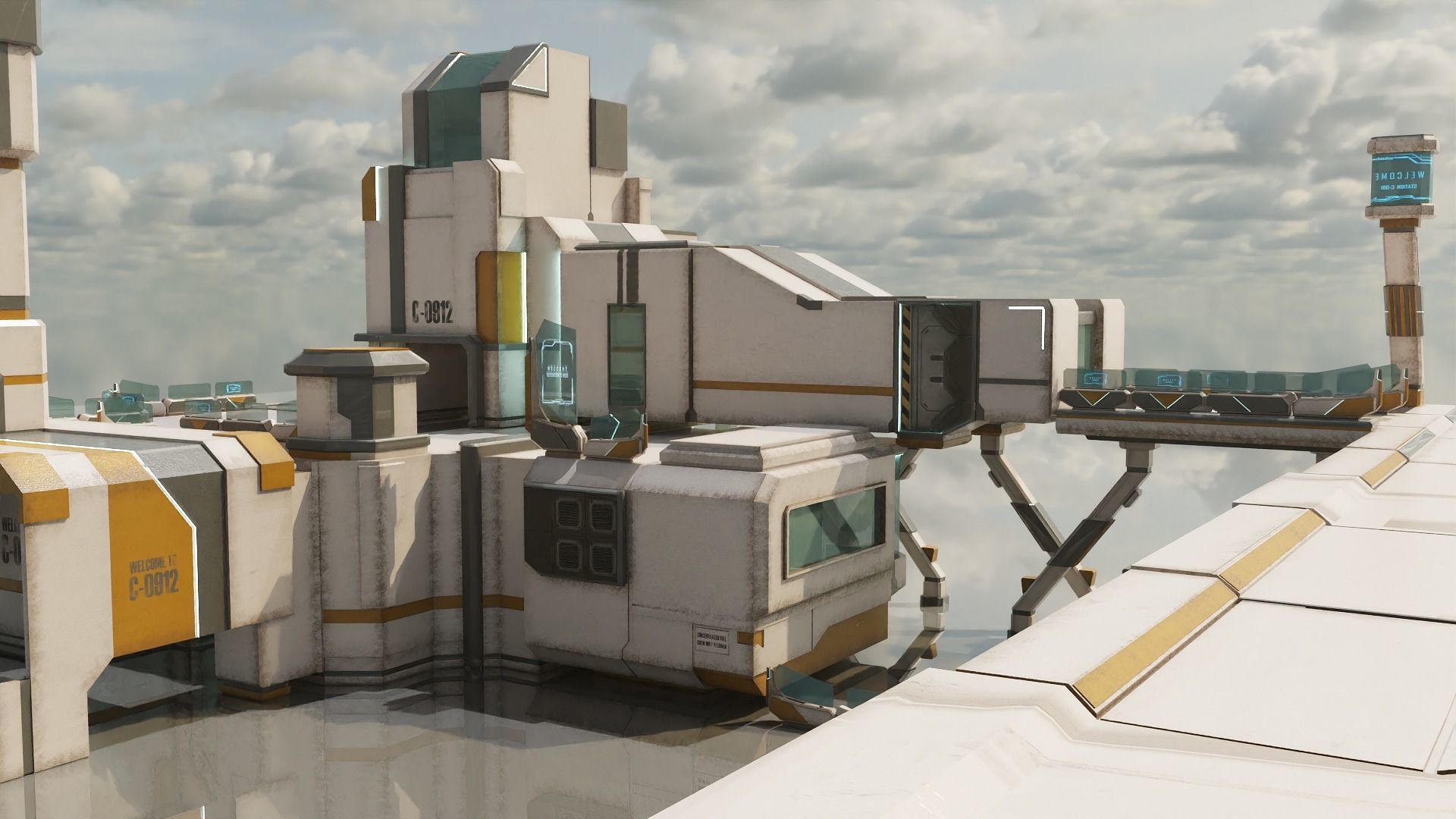 Sci-Fi Stations City Set Low-poly 3D model_2