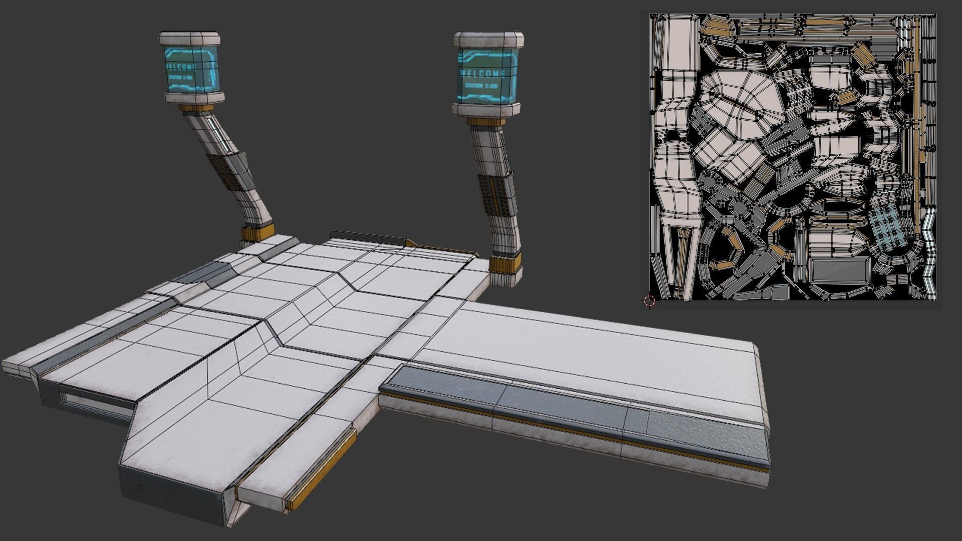 Sci-Fi Stations City Set Low-poly 3D model_21