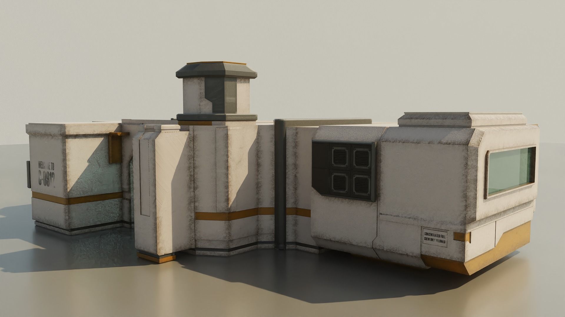 Sci-Fi Stations City Set Low-poly 3D model_7