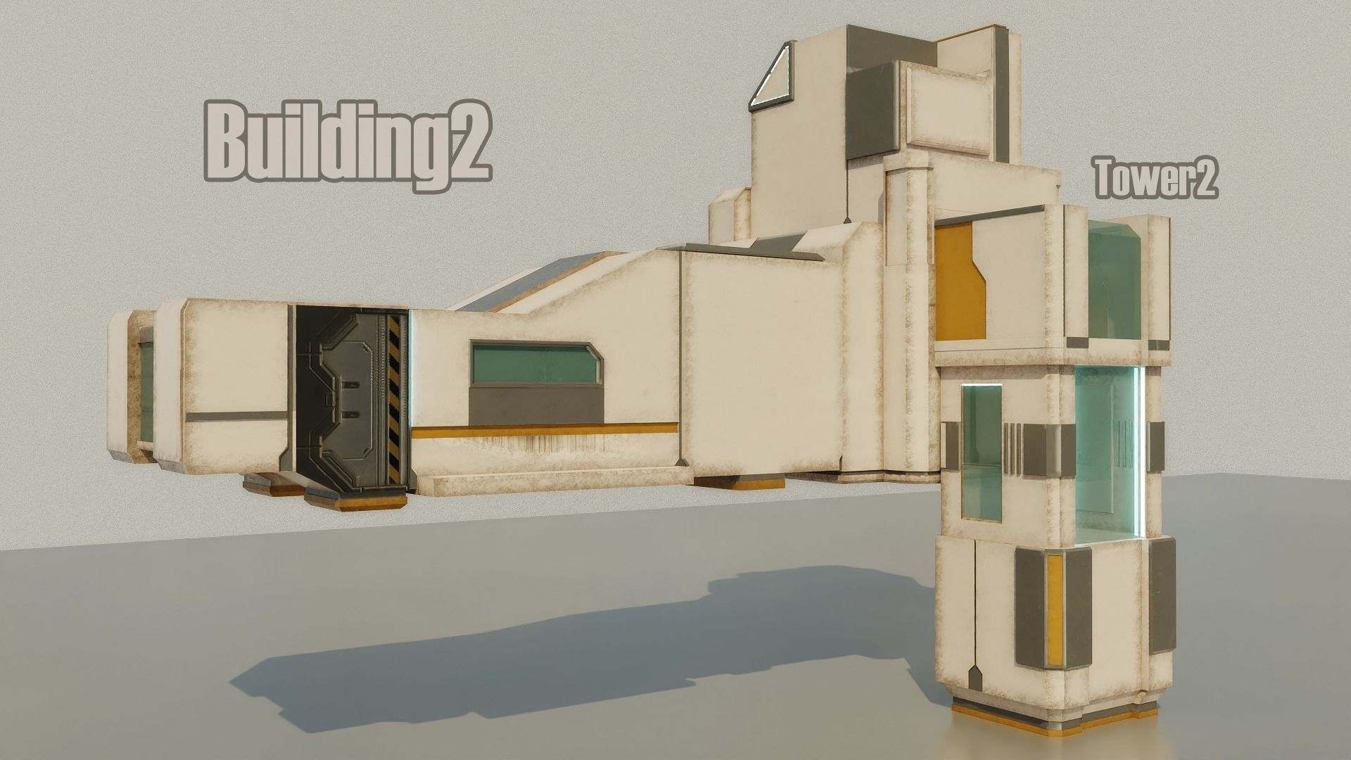 Sci-Fi Stations City Set Low-poly 3D model_11