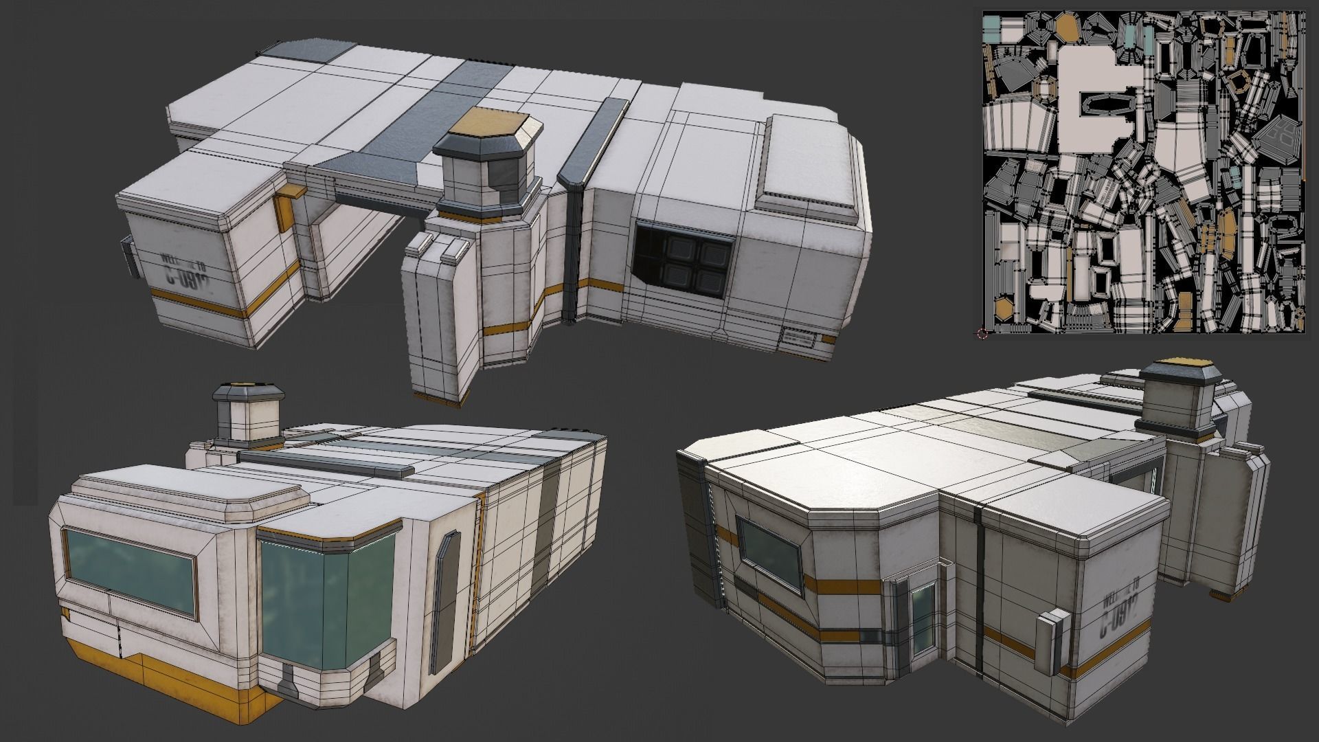 Sci-Fi Stations City Set Low-poly 3D model_15