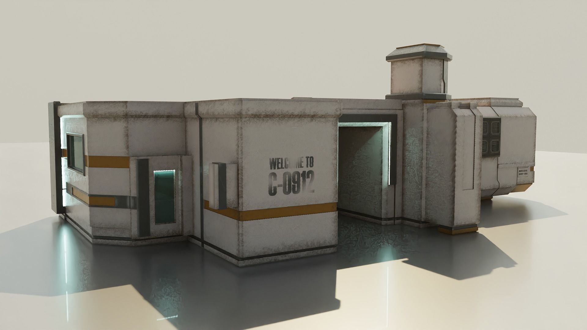 Sci-Fi Stations City Set Low-poly 3D model_6