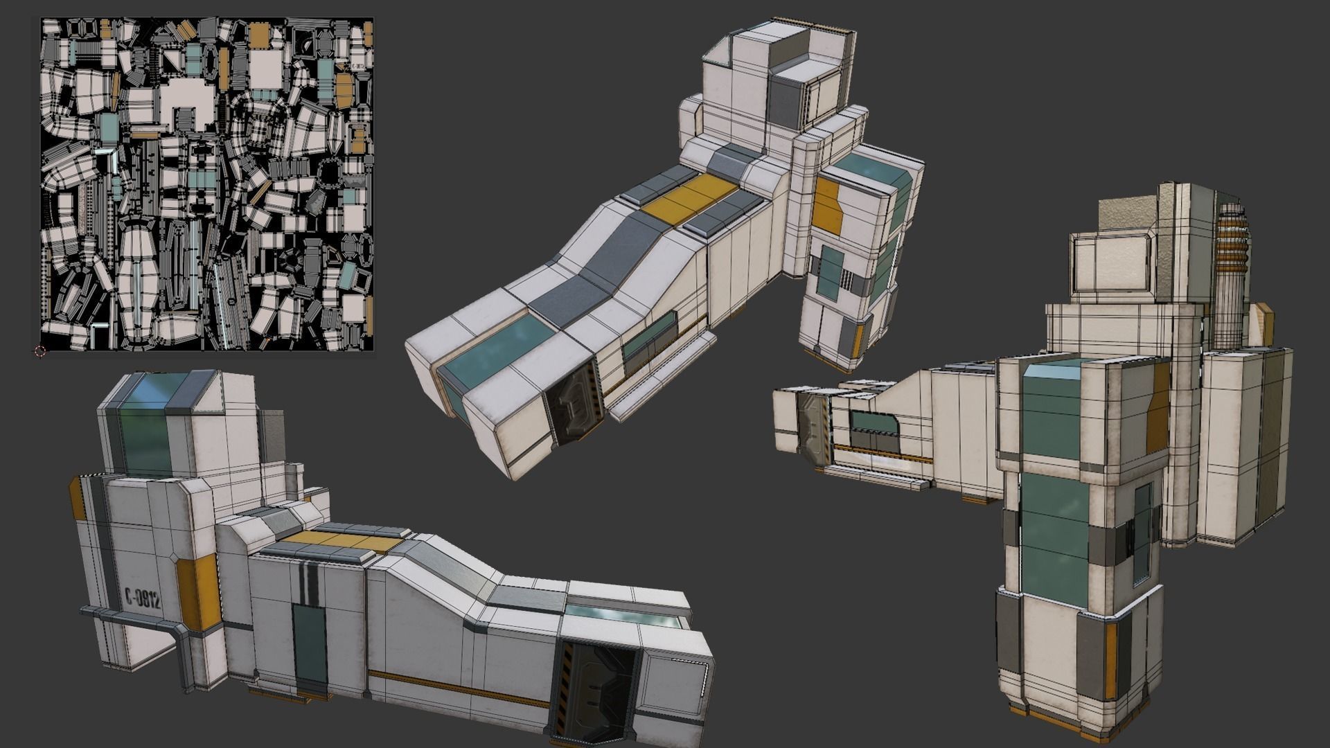 Sci-Fi Stations City Set Low-poly 3D model_16