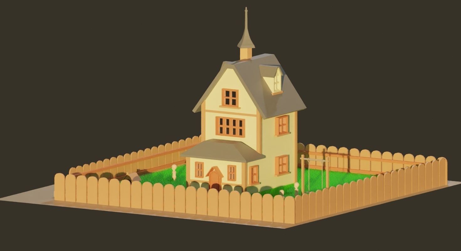 Disney house 6 Low-poly 3D model_1