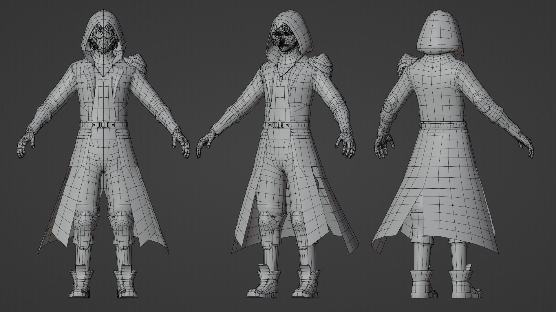 Fantasy Cyber Assassins Low-poly 3D model_11