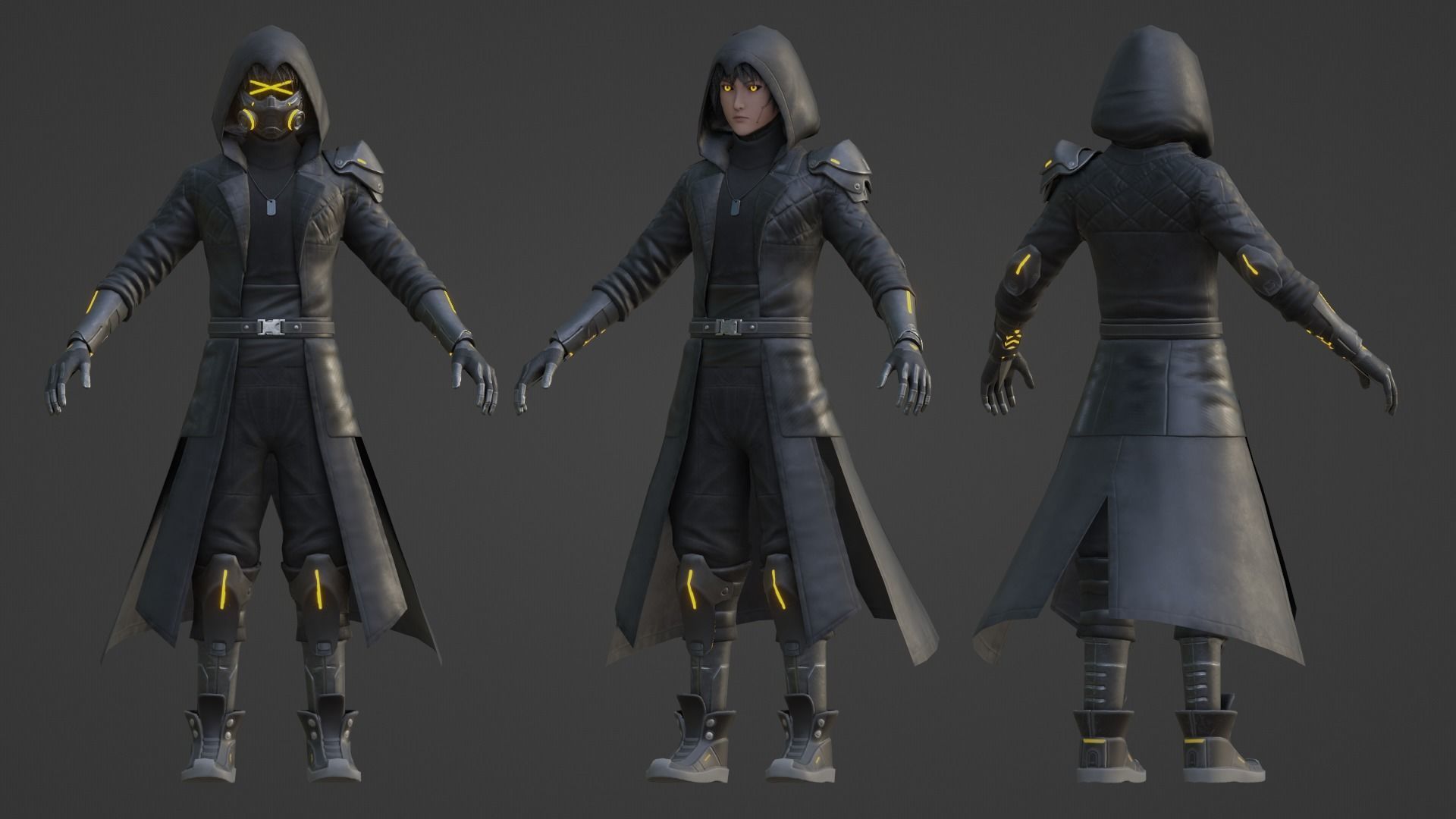 Fantasy Cyber Assassins Low-poly 3D model_10