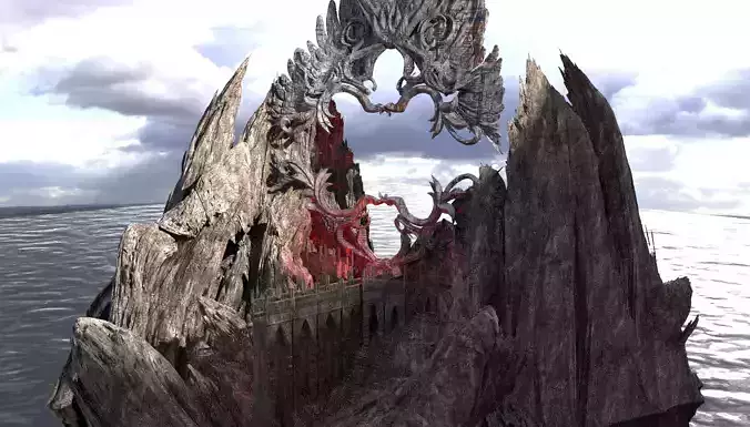 Dantes curved Fallen angel walkway arch