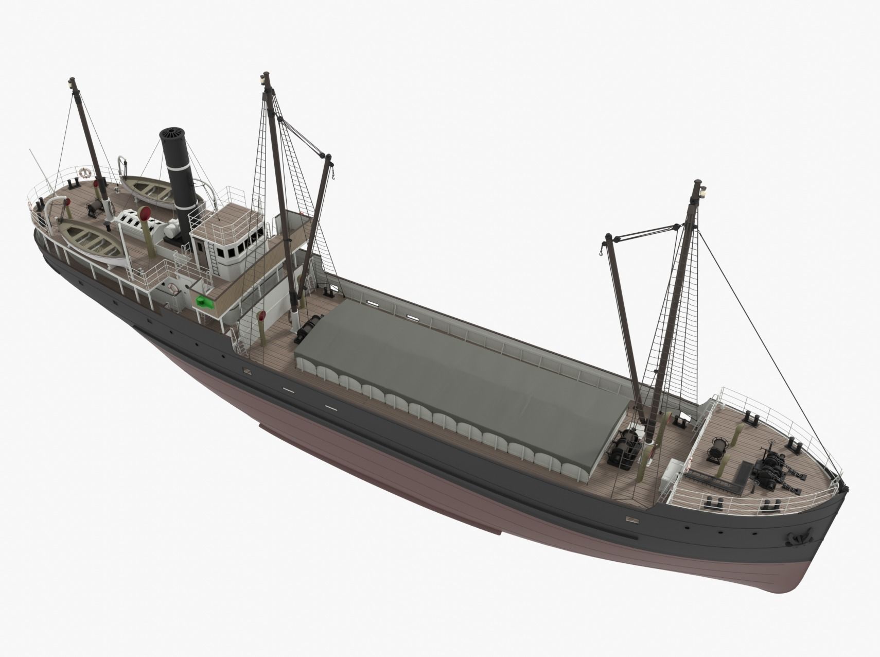 Steam ship 3D model_7