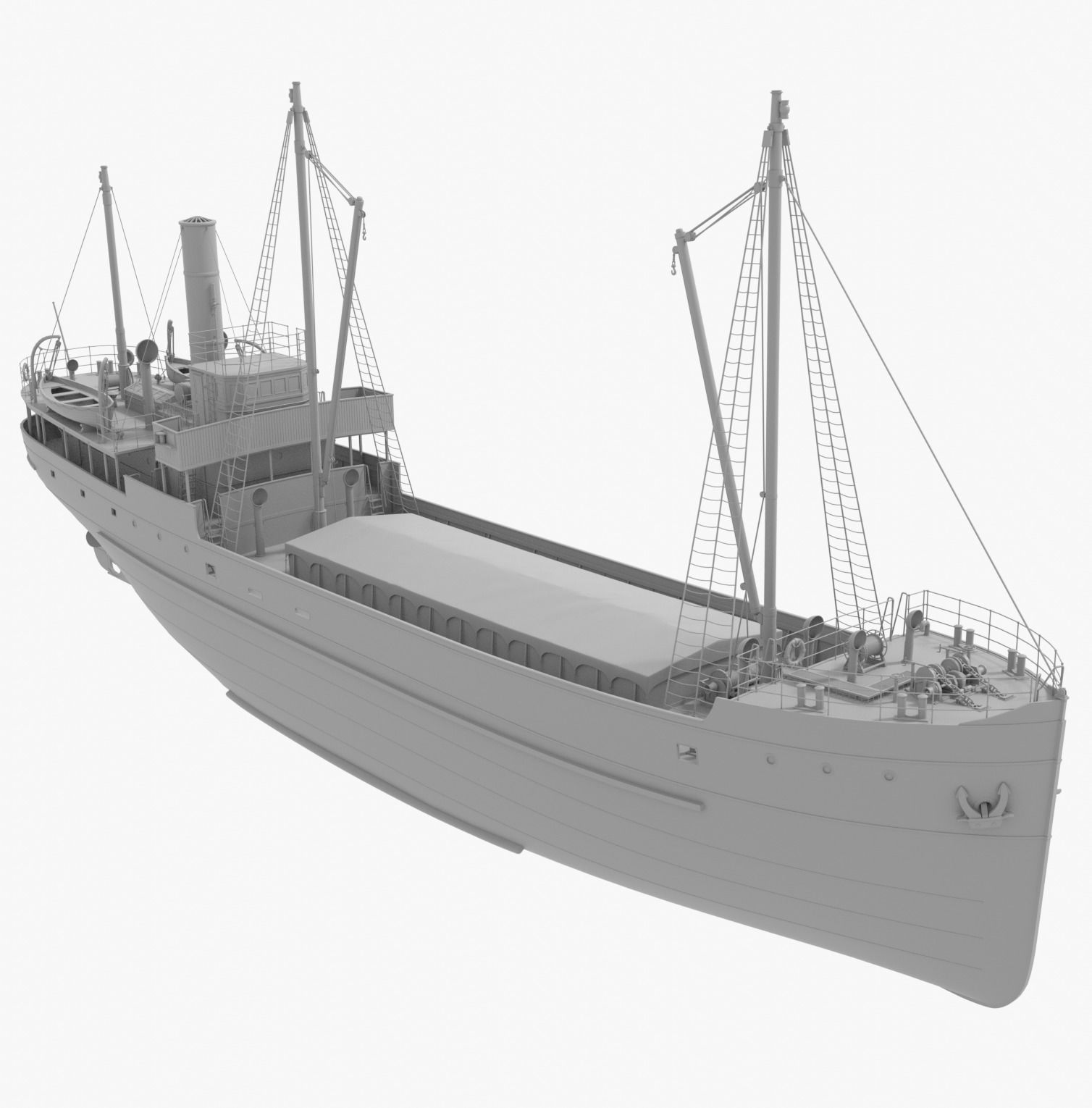 Steam ship 3D model_11