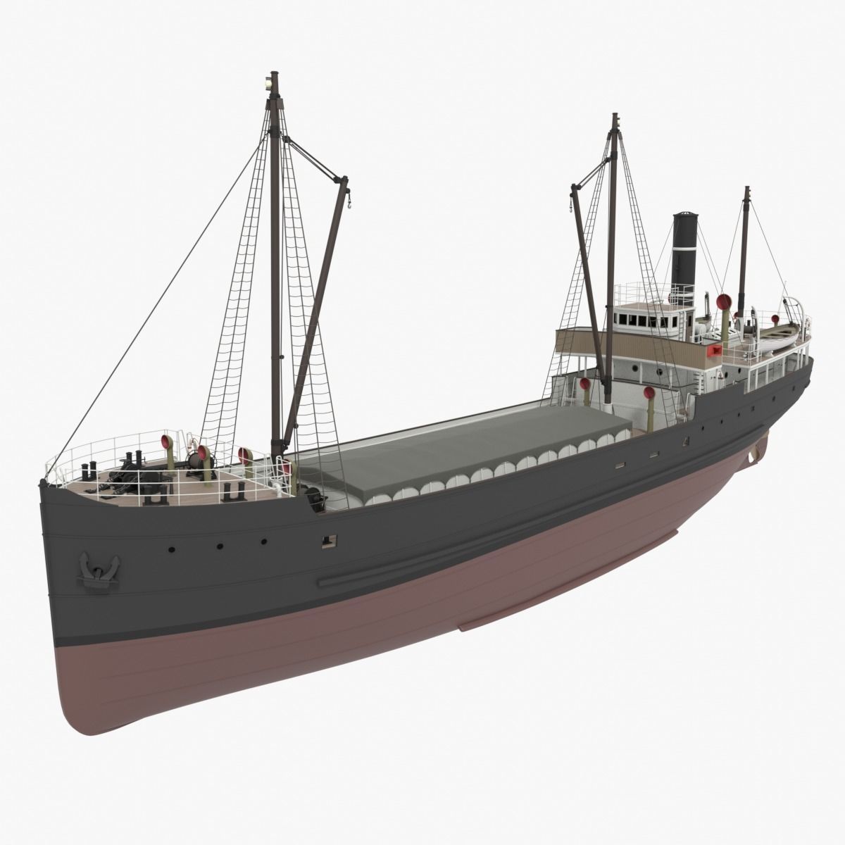 Steam ship 3D model_1