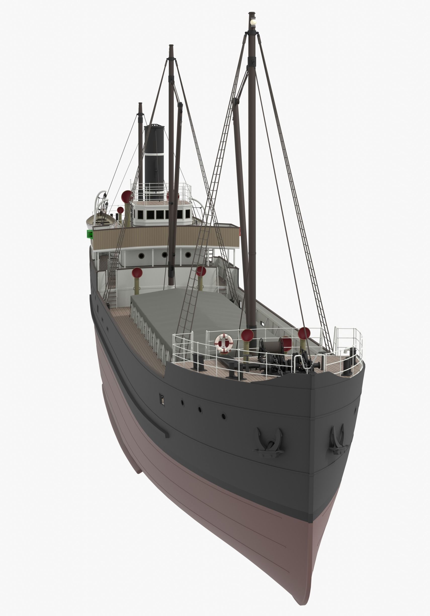 Steam ship 3D model_8