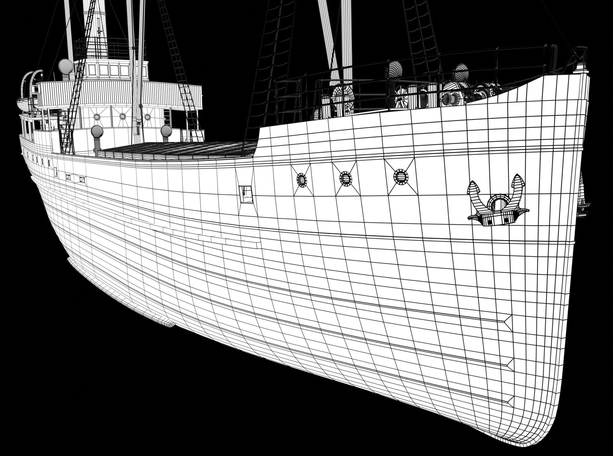 Steam ship 3D model_12