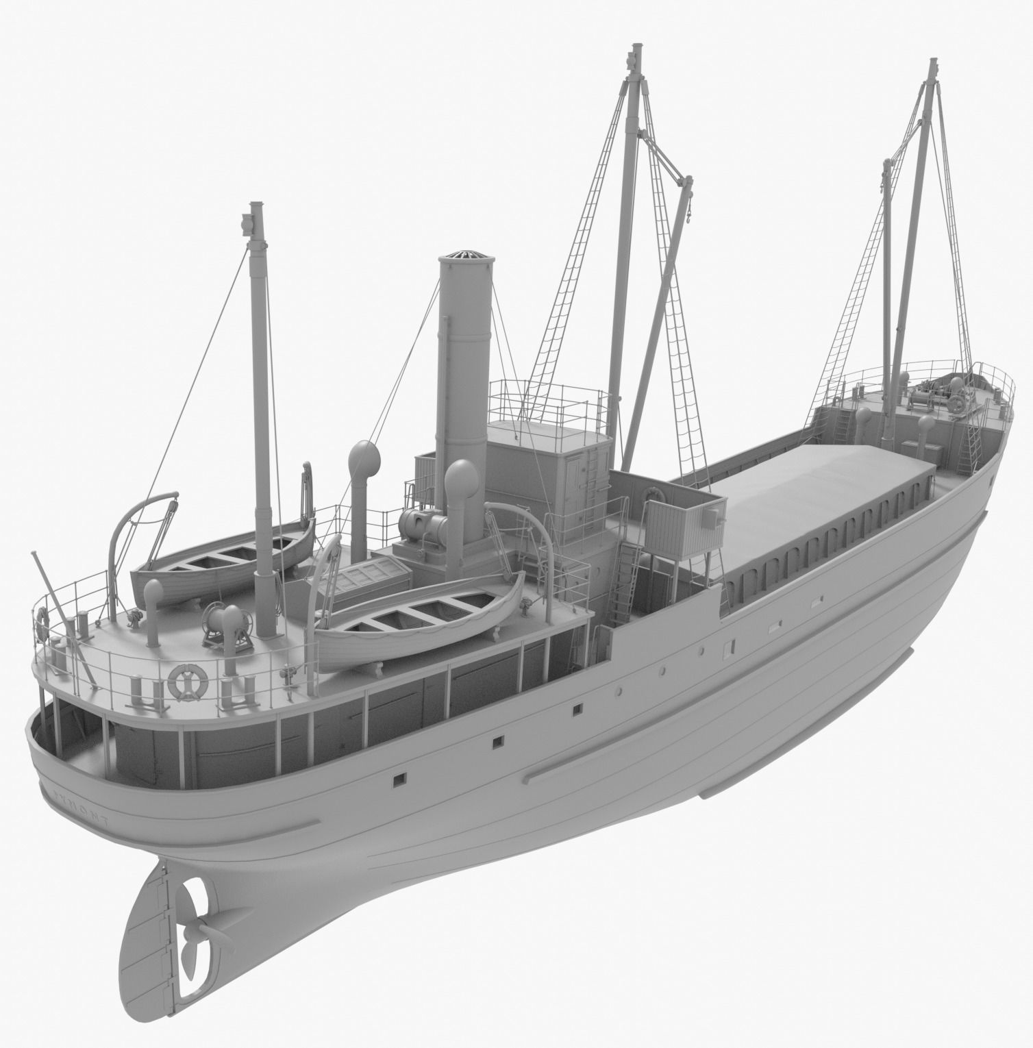 Steam ship 3D model_10