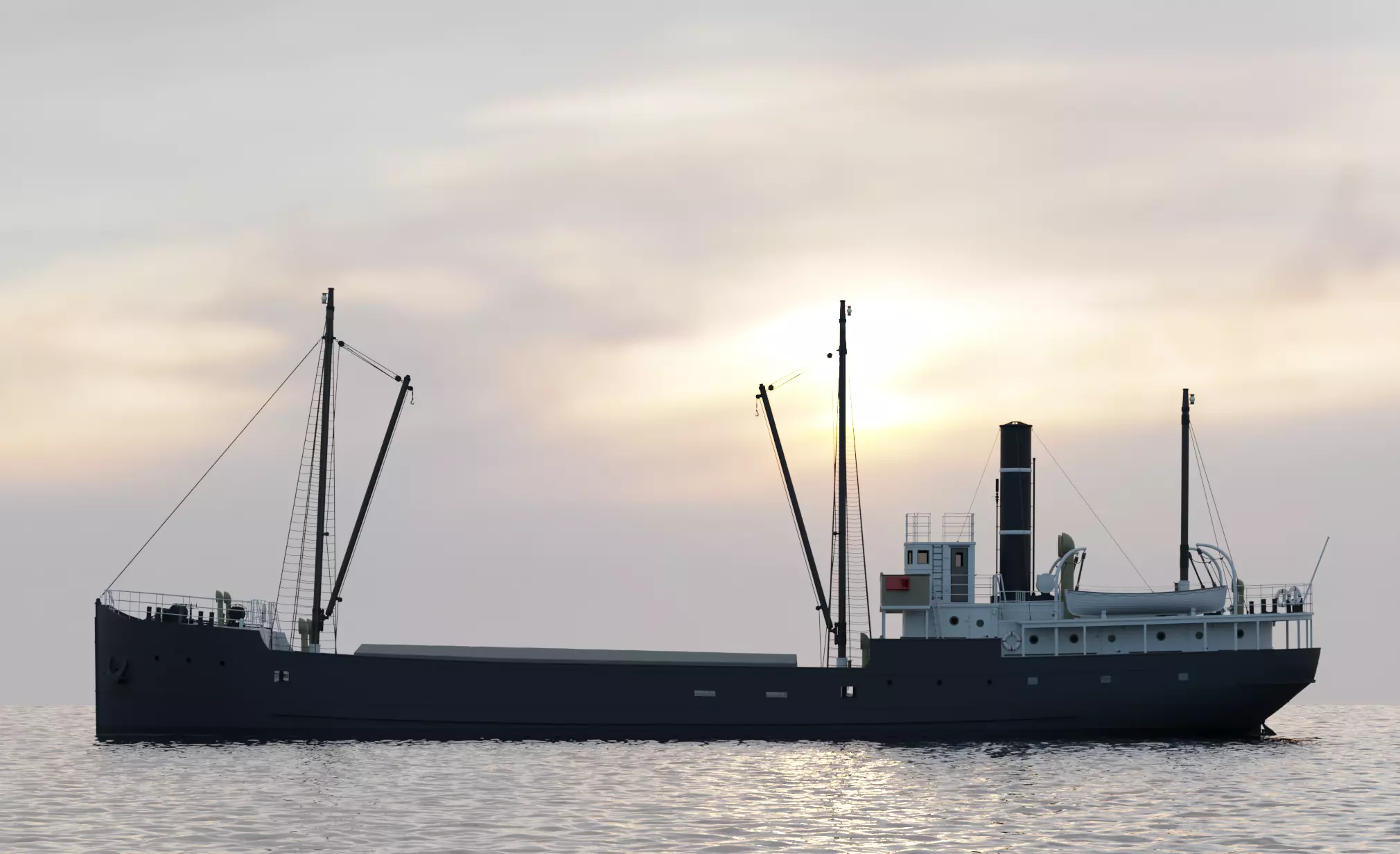 Steam ship 3D model_0