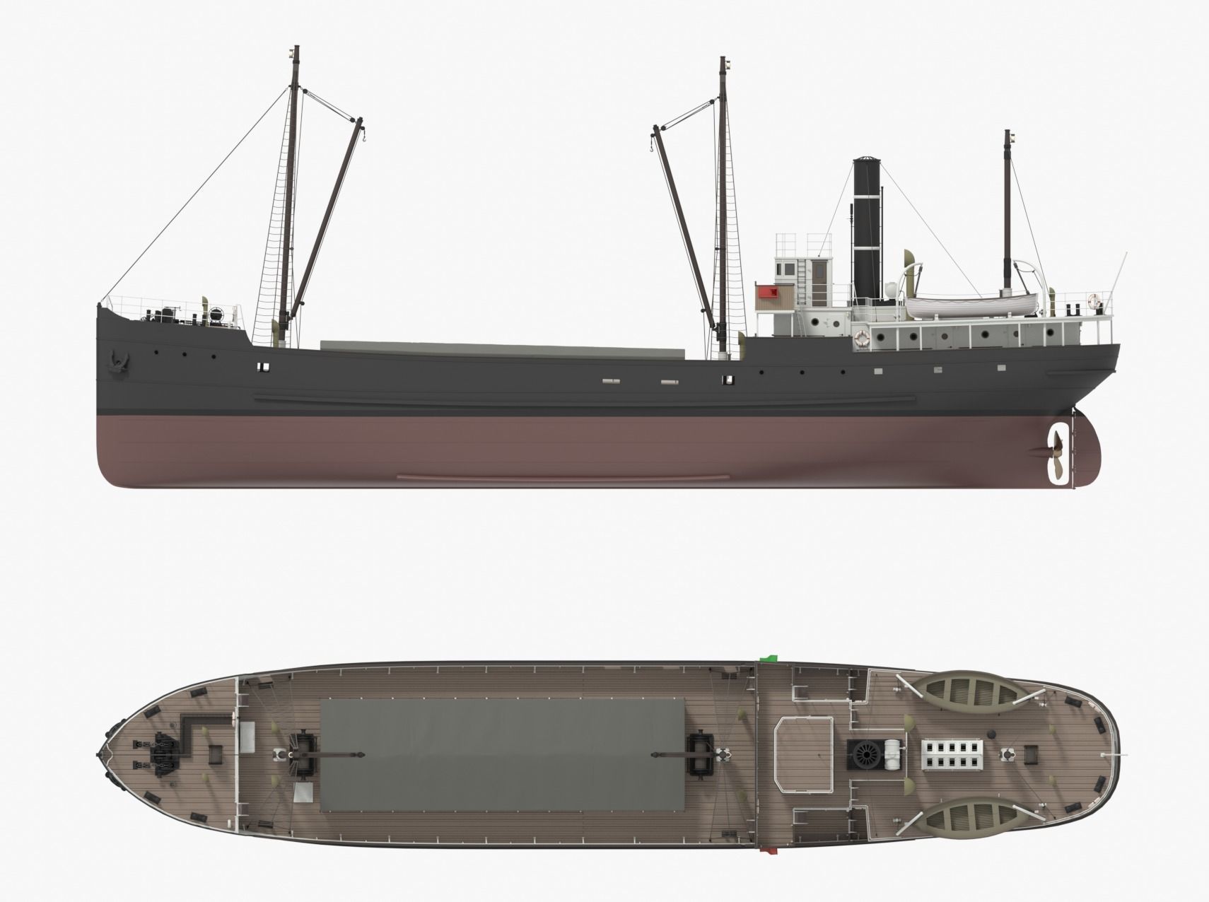 Steam ship 3D model_6