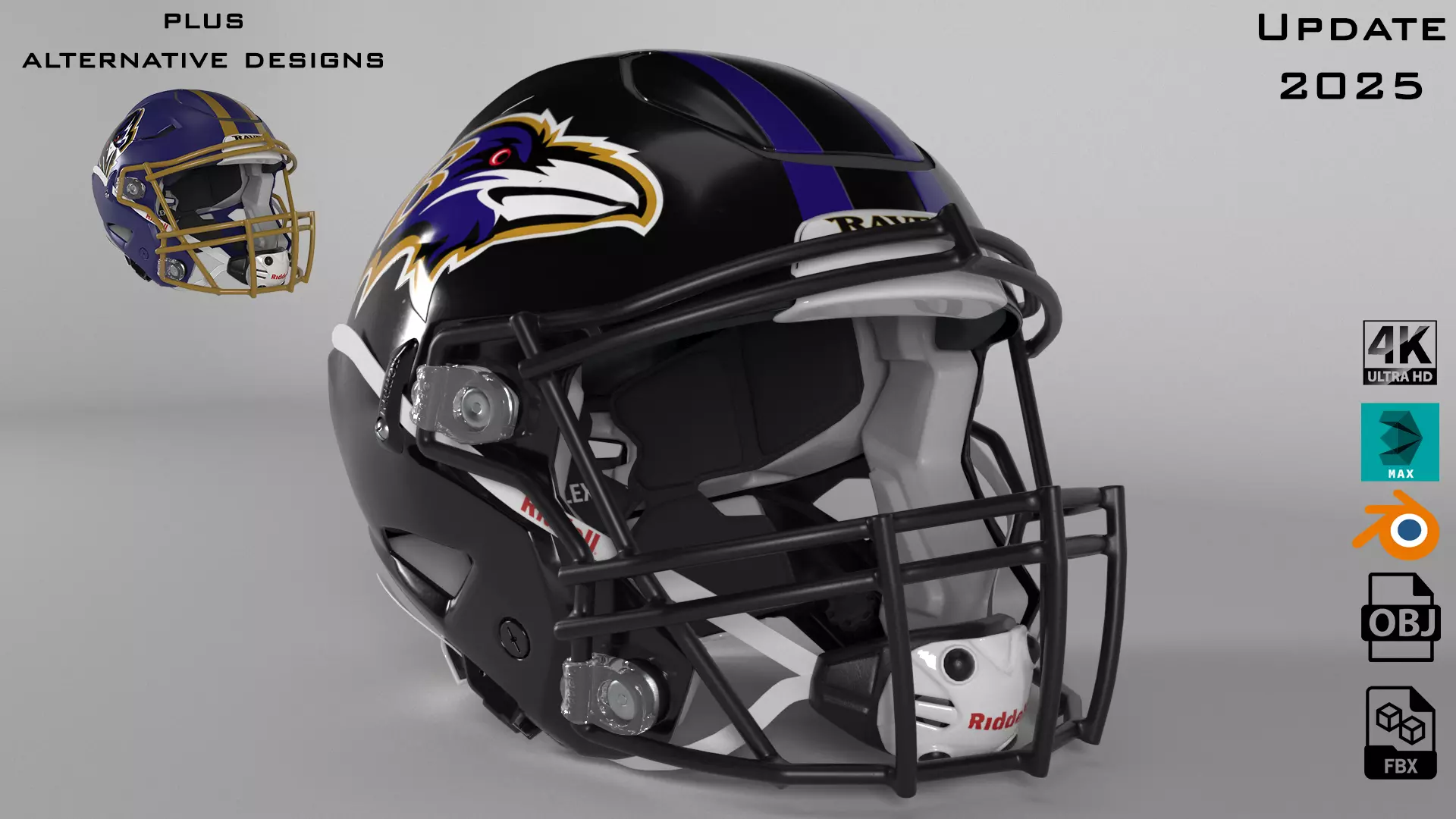 BALTIMORE RAVENS Helmet Football AFC NORTH PBR updated 2025 3D model_0