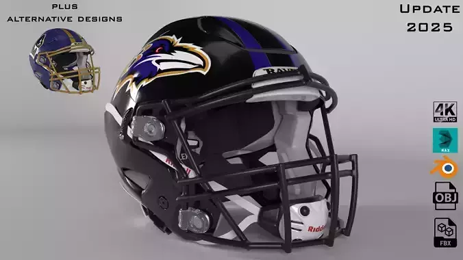BALTIMORE RAVENS Helmet Football AFC NORTH PBR updated 2025 3D model