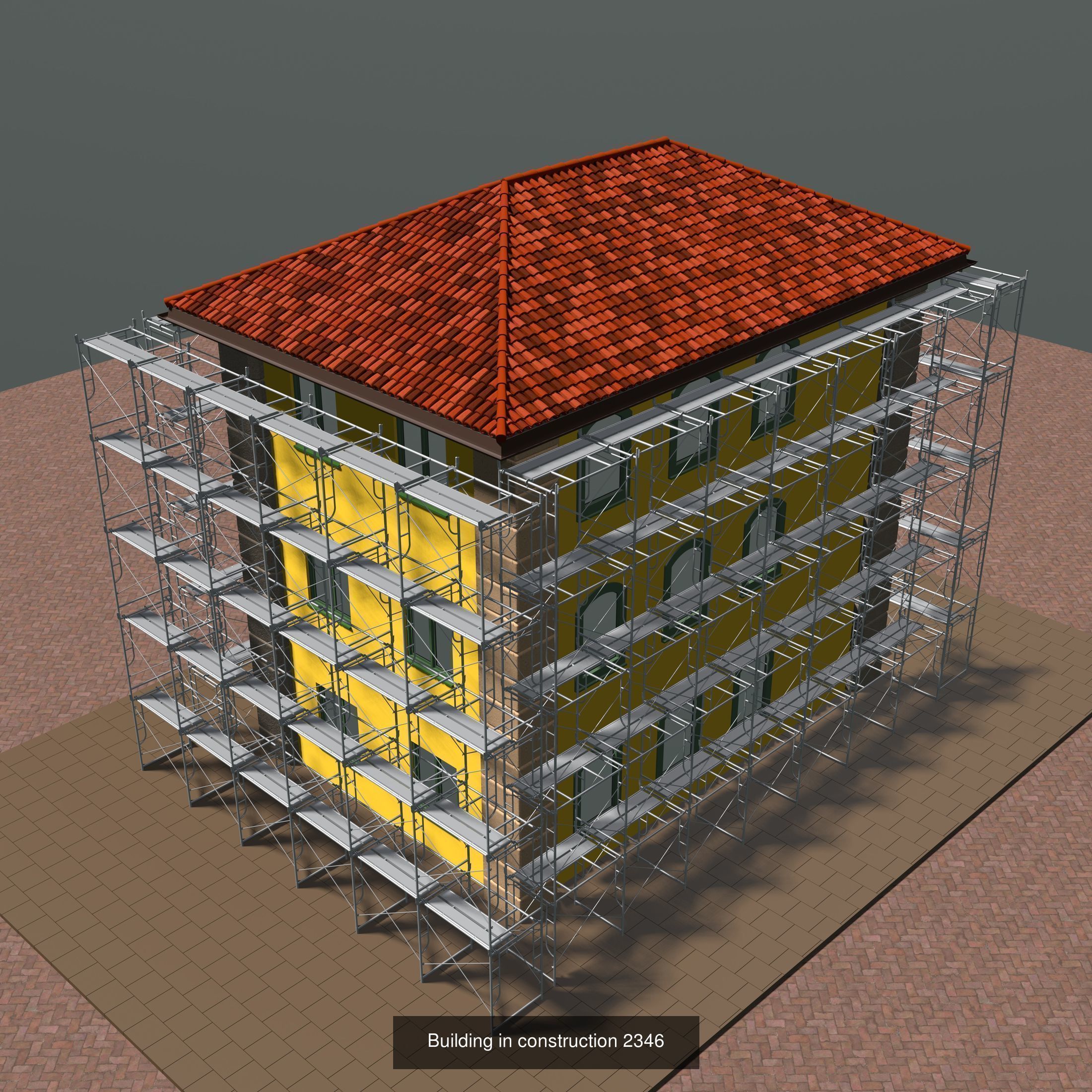 Buildings under construction set 01 3D Model Collection_8