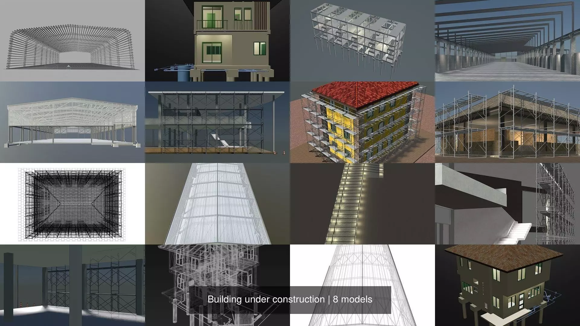 Buildings under construction set 01 3D Model Collection_0