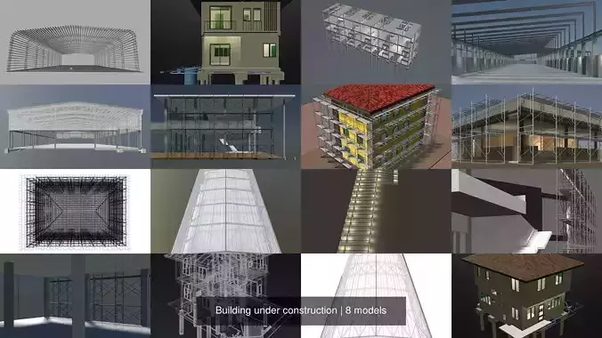 Buildings under construction set 01 3D Model Collection