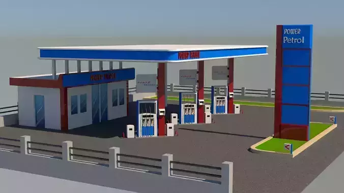 Cartoonic Petrol Station Low Poly