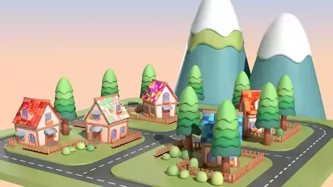 Cute Stylized Village