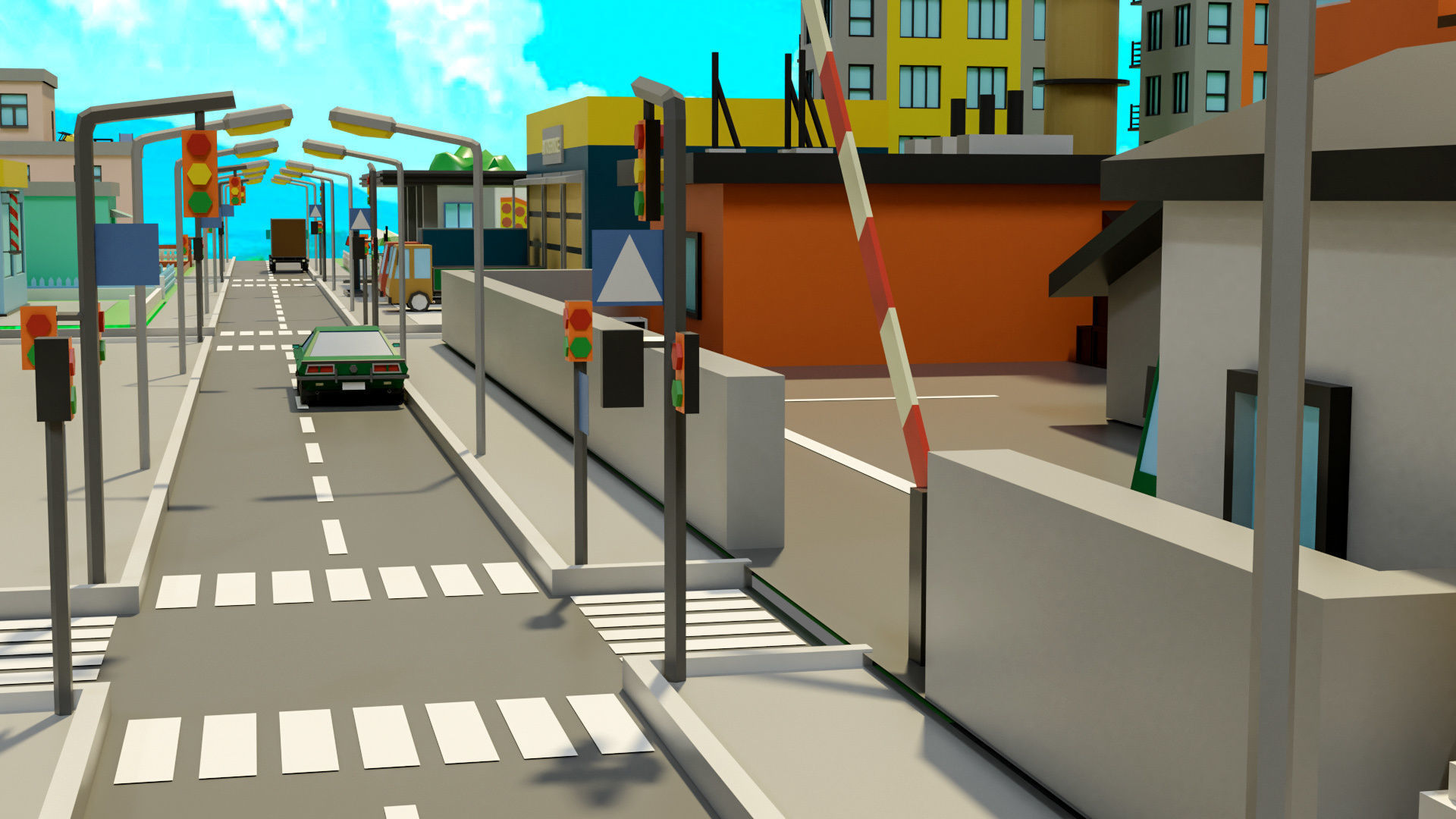 Industrial city Low-poly 3D model_17