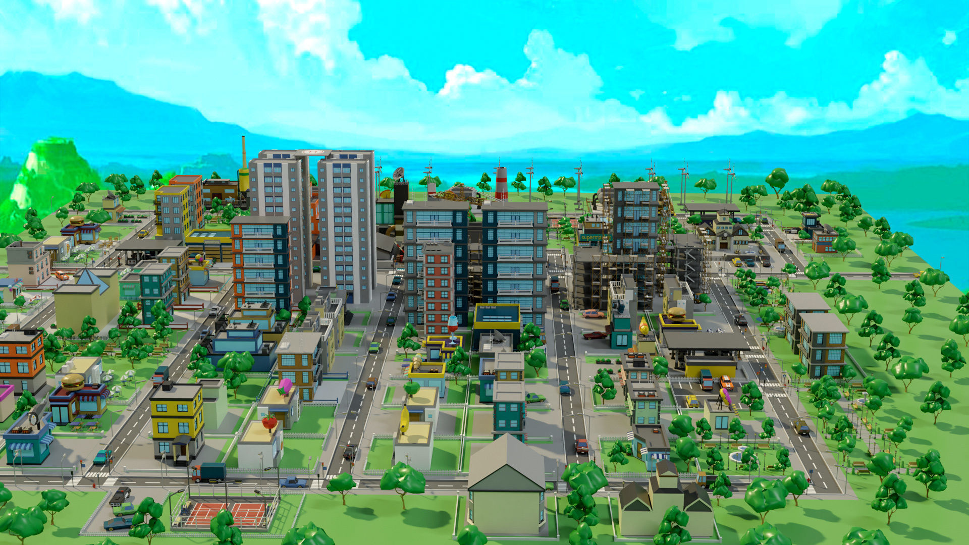 Industrial city Low-poly 3D model_23