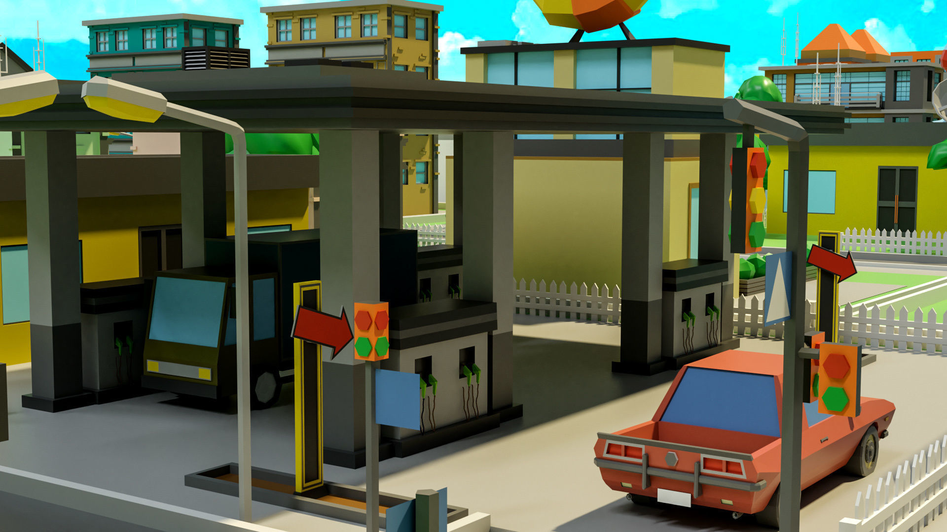 Industrial city Low-poly 3D model_12