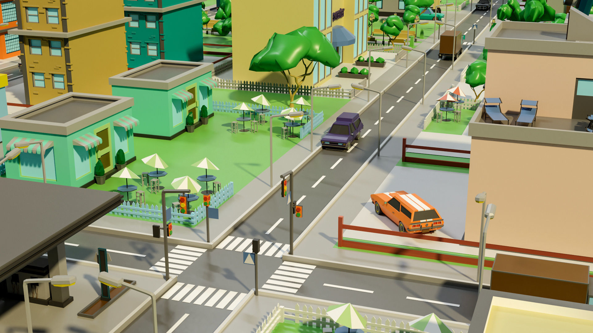 Industrial city Low-poly 3D model_26