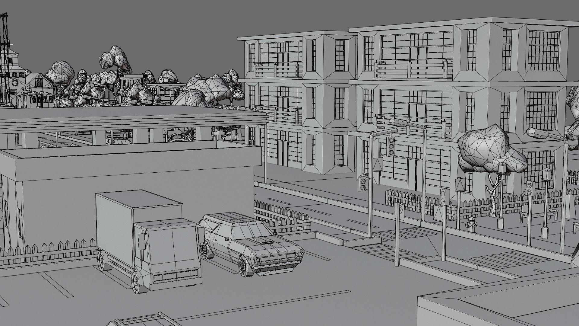 Industrial city Low-poly 3D model_38