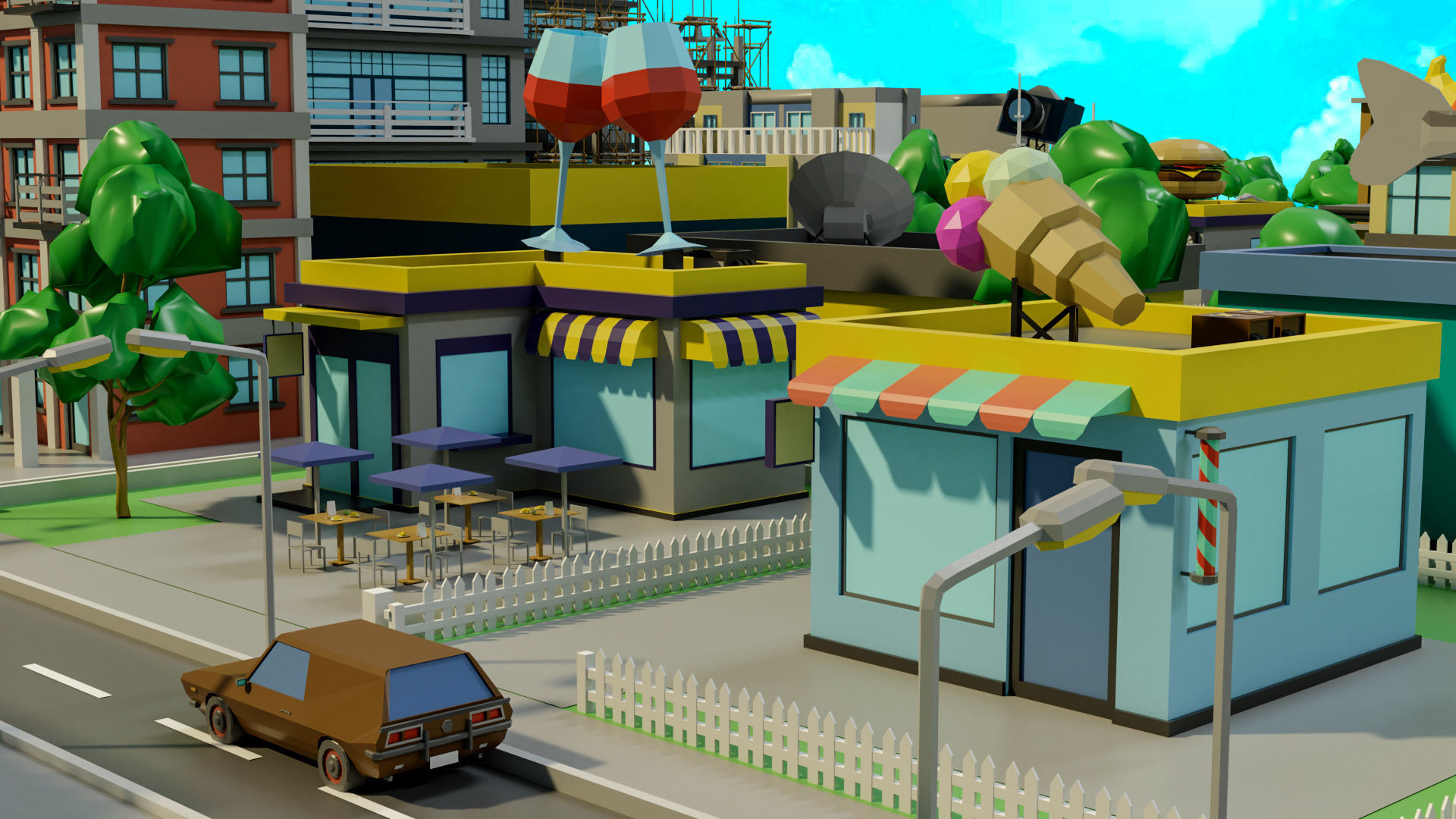Industrial city Low-poly 3D model_25