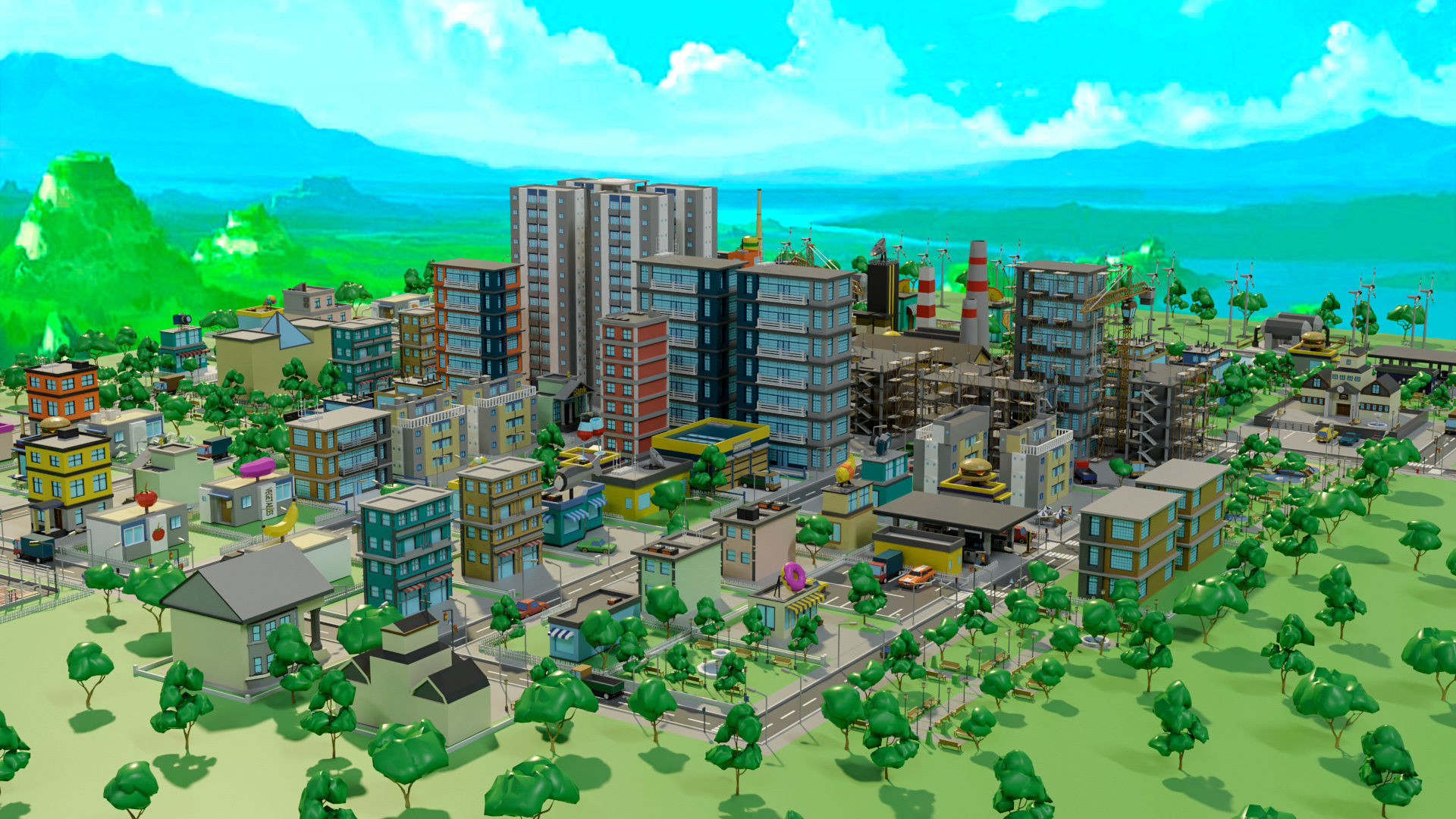Industrial city Low-poly 3D model_34