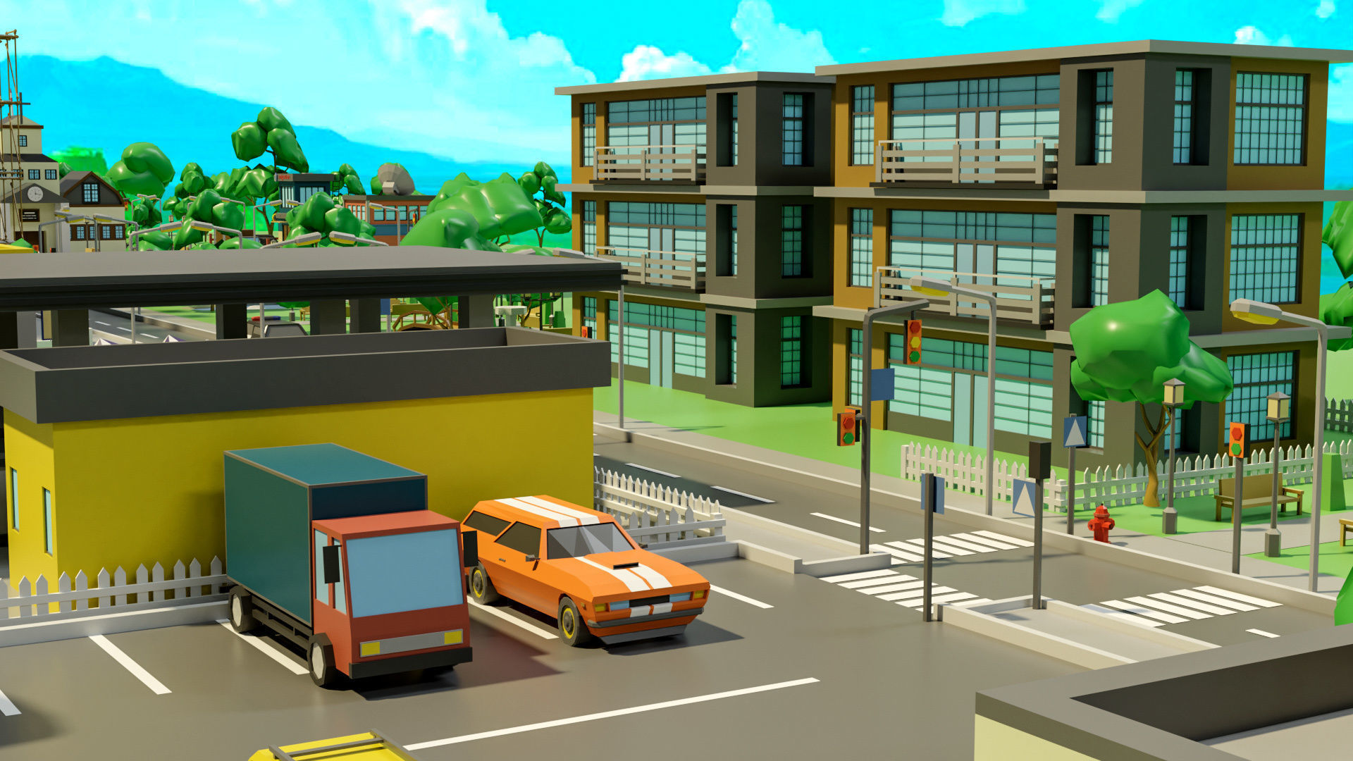 Industrial city Low-poly 3D model_11