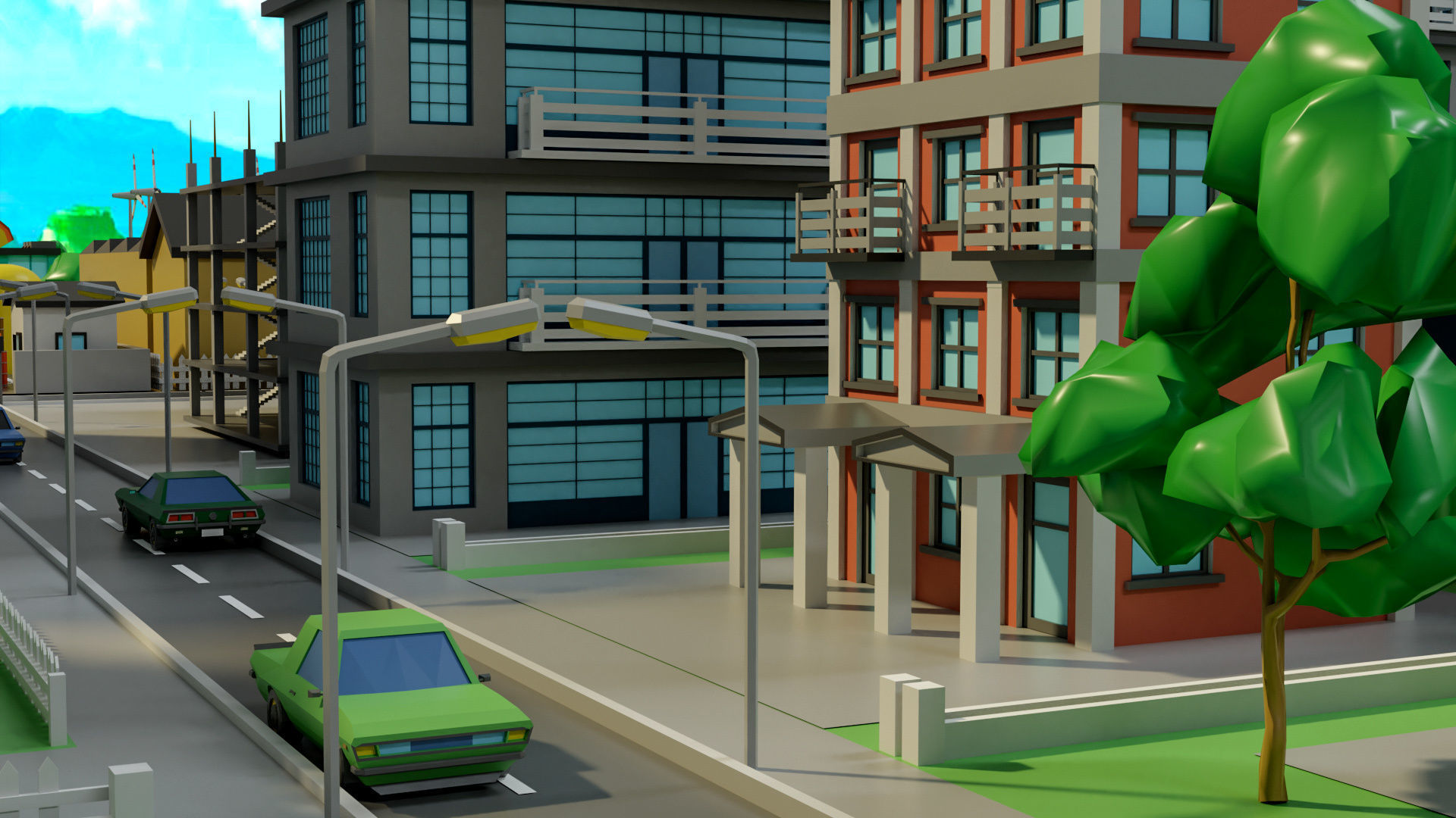 Industrial city Low-poly 3D model_27