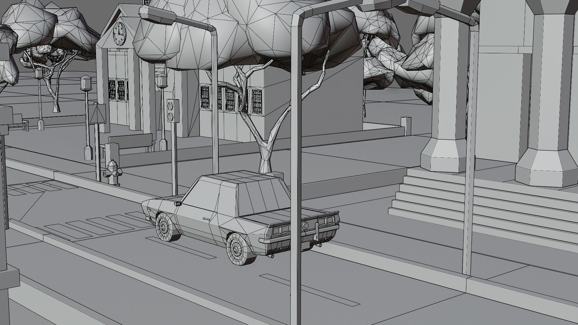 Industrial city Low-poly 3D model_37