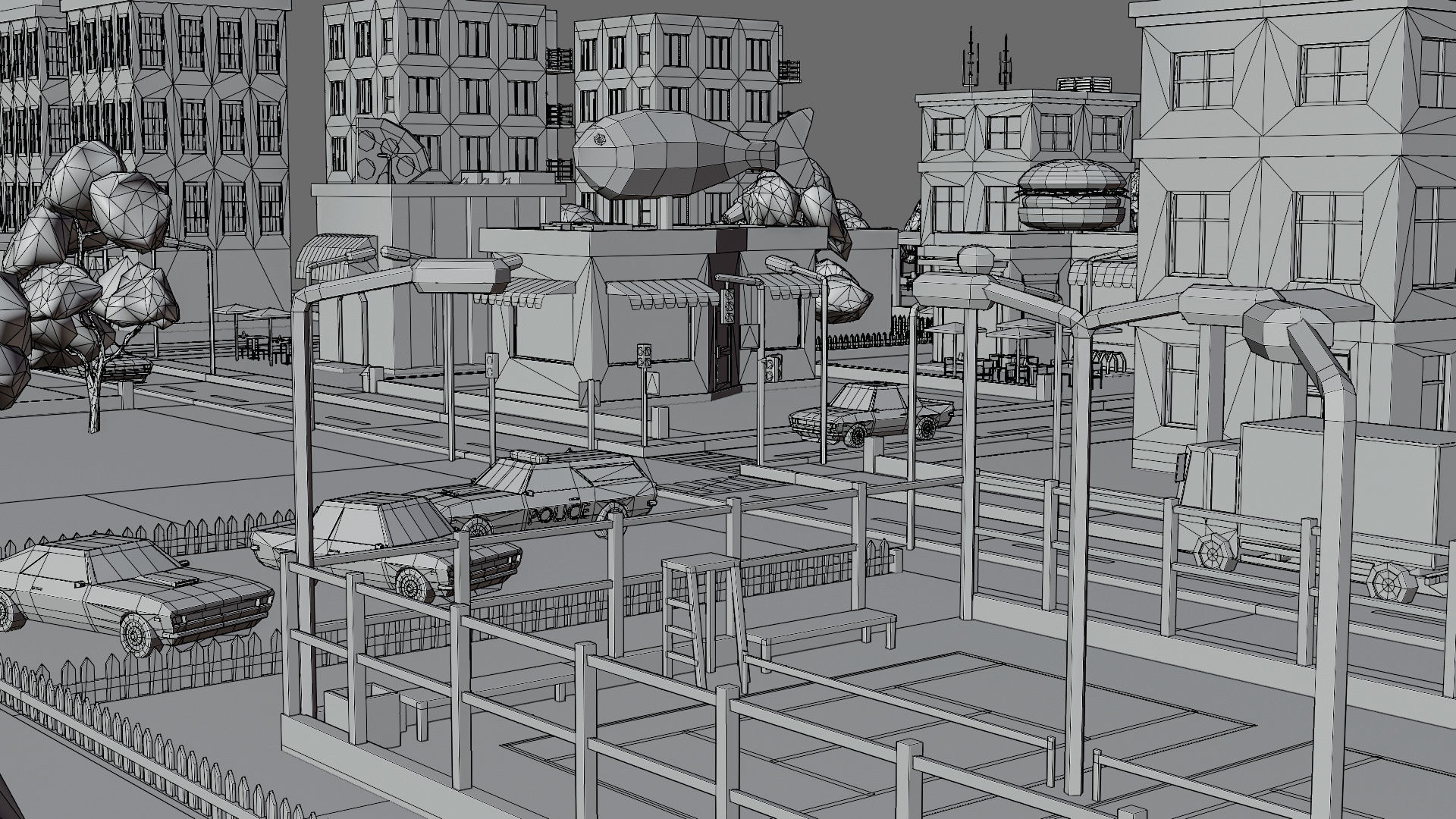 Industrial city Low-poly 3D model_36