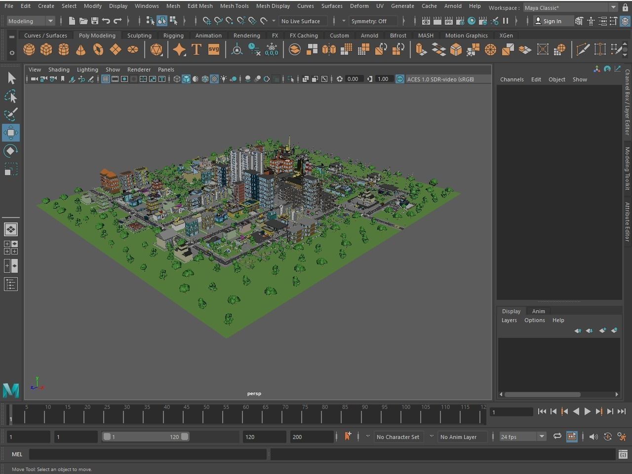 Industrial city Low-poly 3D model_40