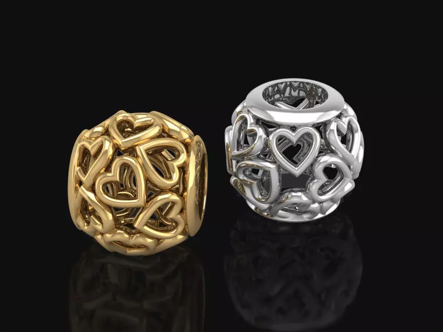 Heart bead charm 3D print model_0