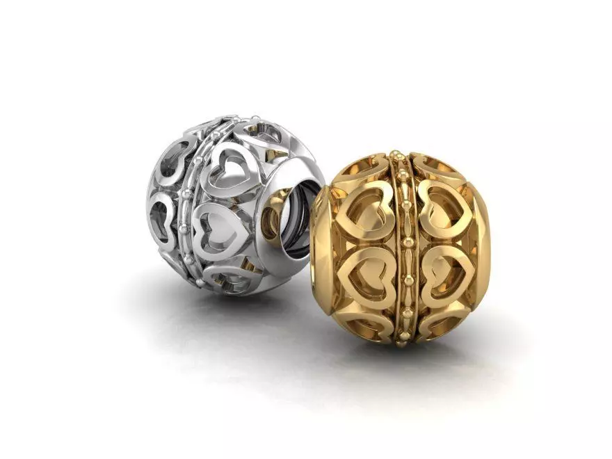 Heart bead charm 3D print model_0