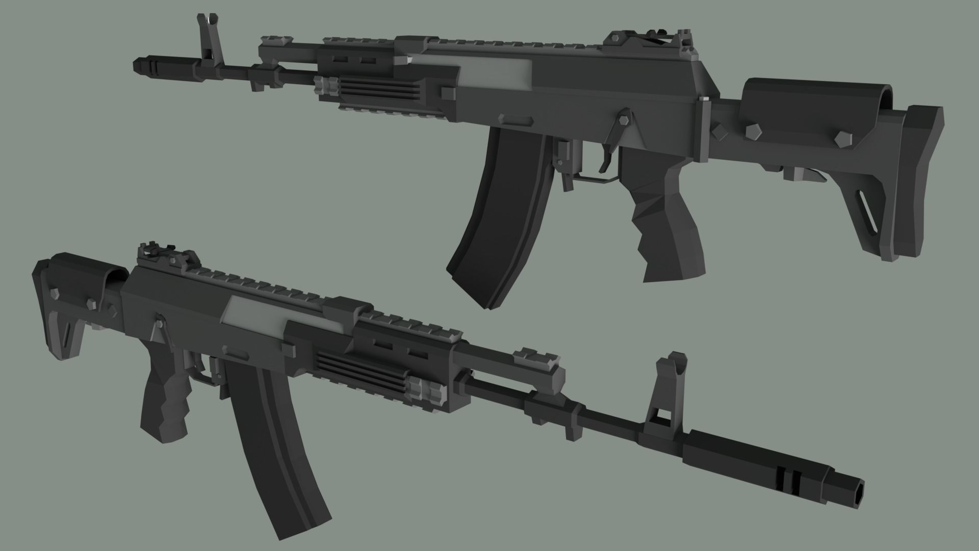 Low Poly AK-12 Assault Rifle Free low-poly 3D model_1