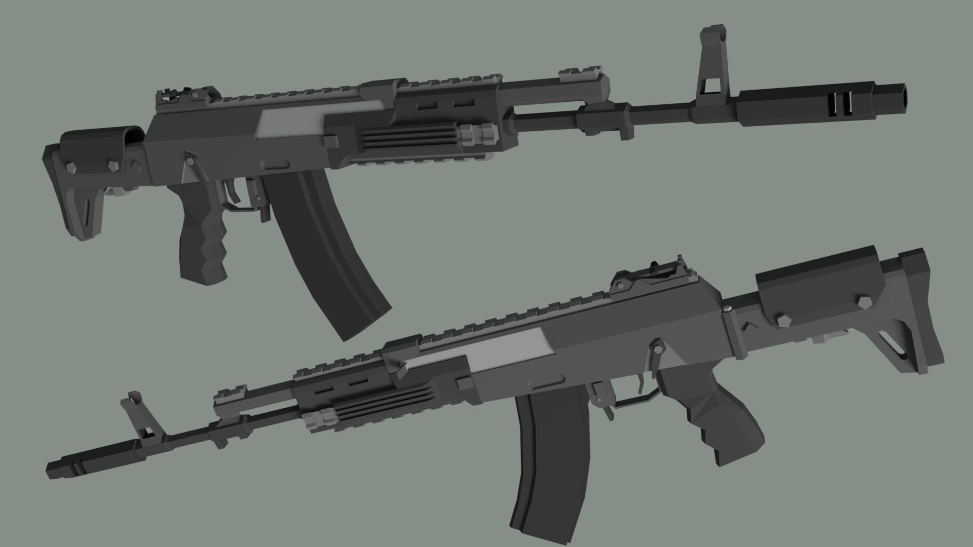 Low Poly AK-12 Assault Rifle Free low-poly 3D model_2