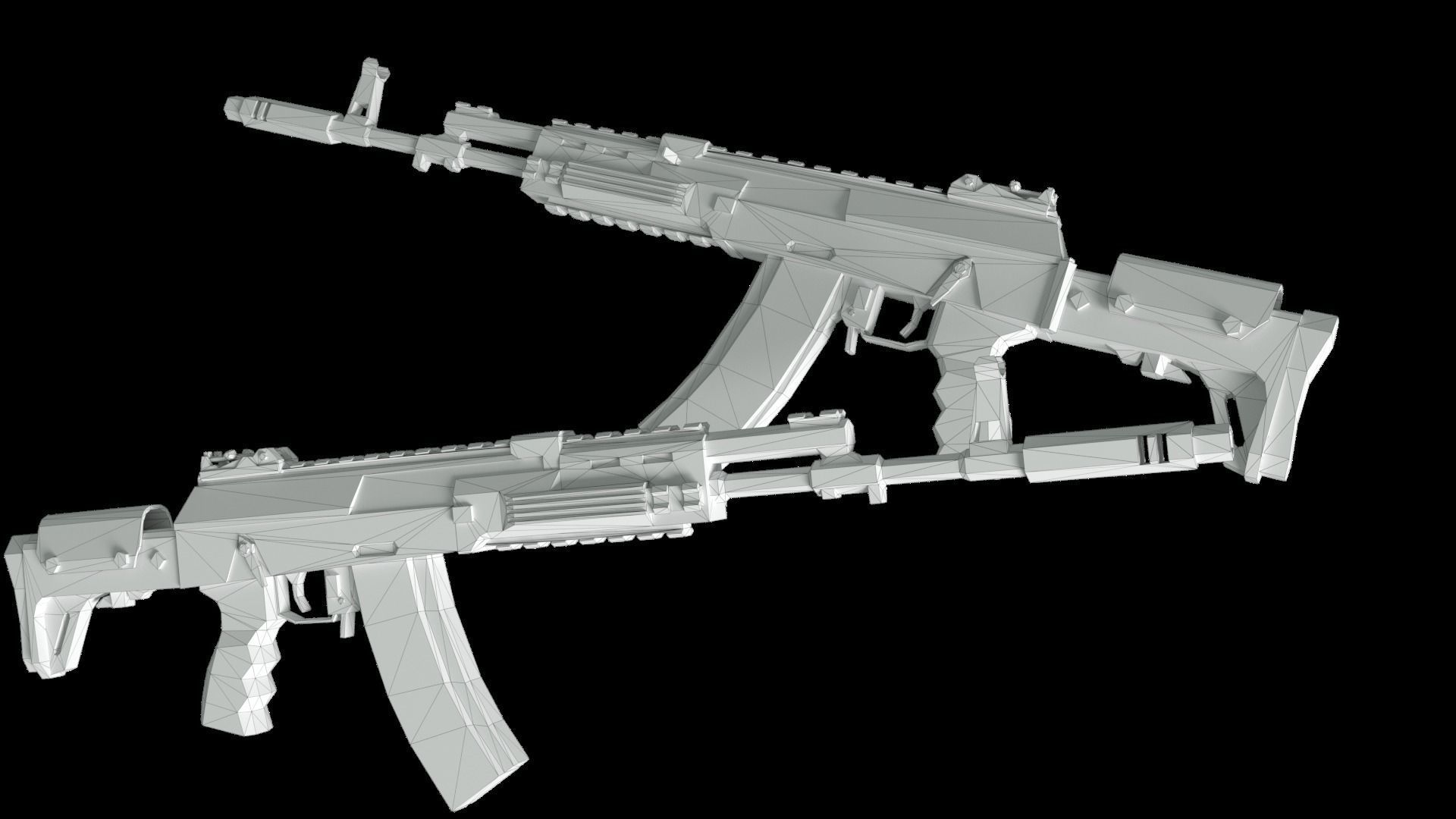 Low Poly AK-12 Assault Rifle Free low-poly 3D model_4
