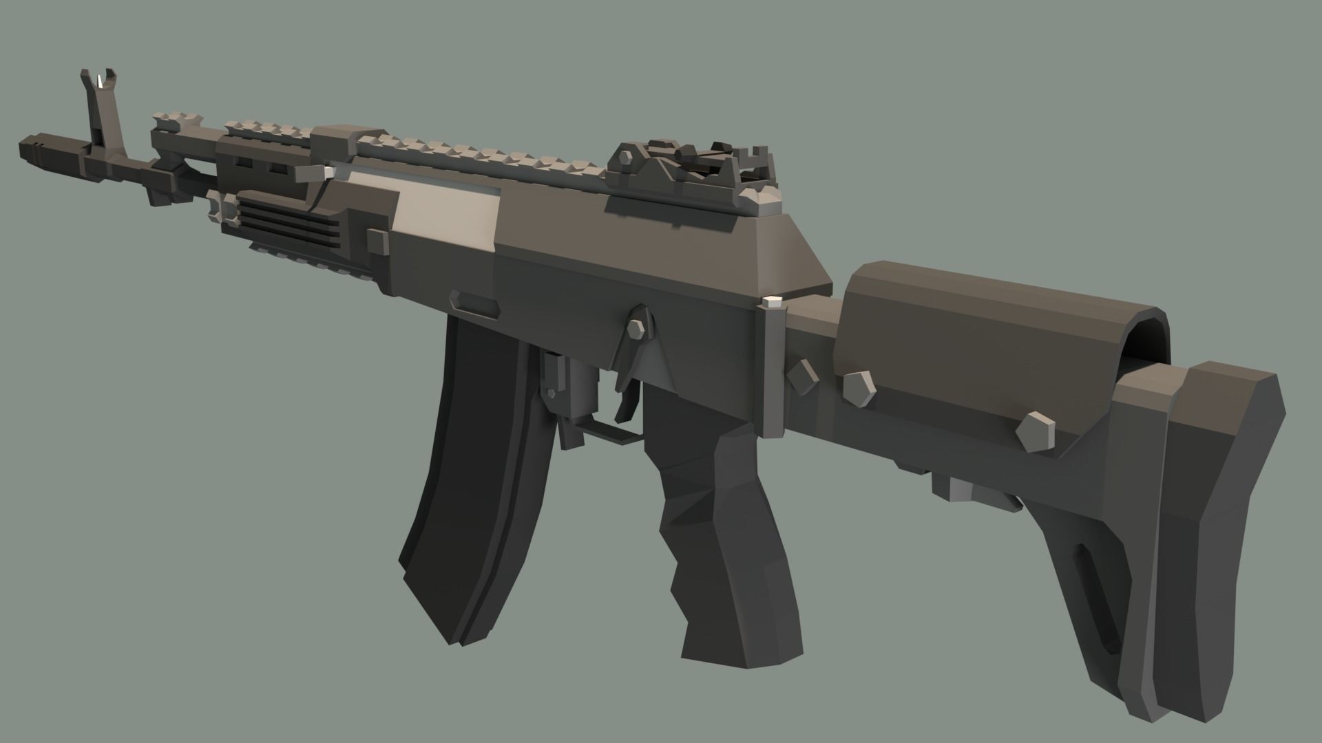 Low Poly AK-12 Assault Rifle Free low-poly 3D model_5