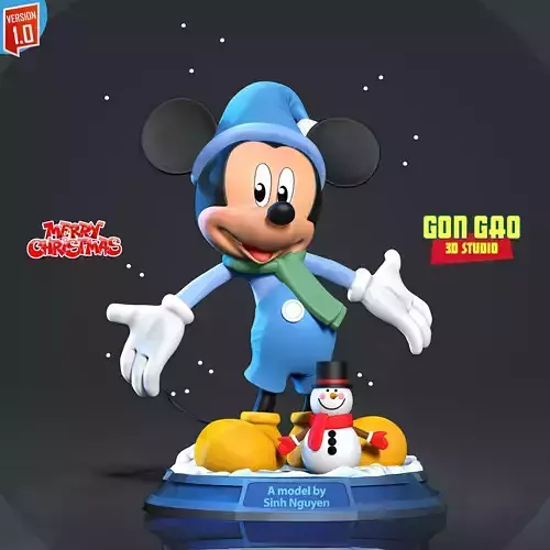 Mickey Mouse in winter 3D print model