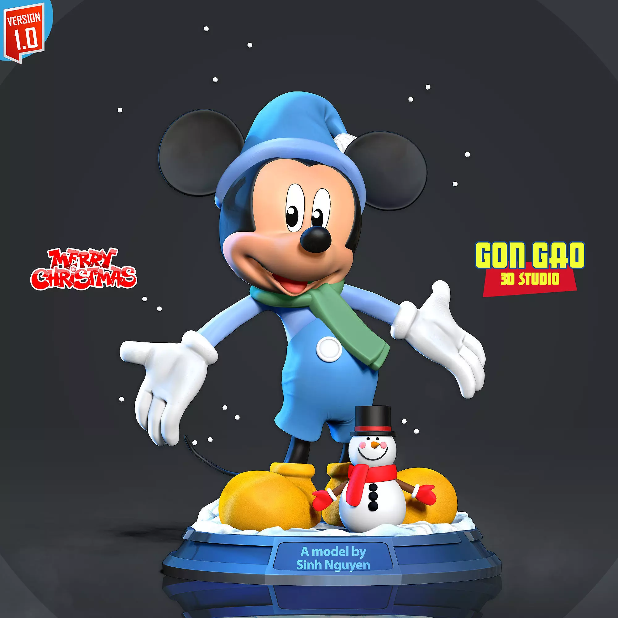 Mickey Mouse in winter 3D print model_0